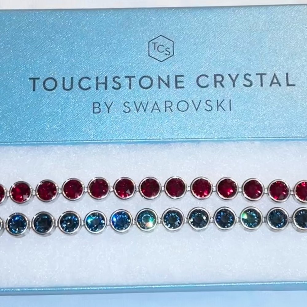 Touchstone Crystal by Swarovski Ice Bracelets (Lot of 2) Blue & Red
